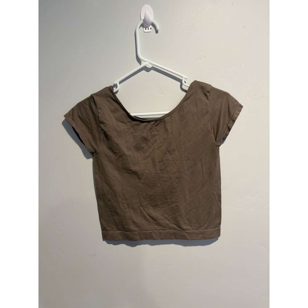 Intimately Free People Brown Seamless Crop Top Short Sleeve Scoop Neck M/L